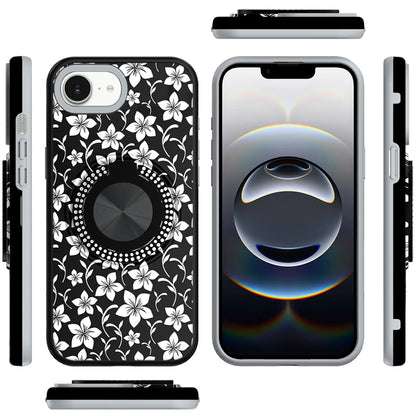 Pattern Design Hybrid with Invisible Ring Stand & Magnetic Back, Shockproof Protective Grip