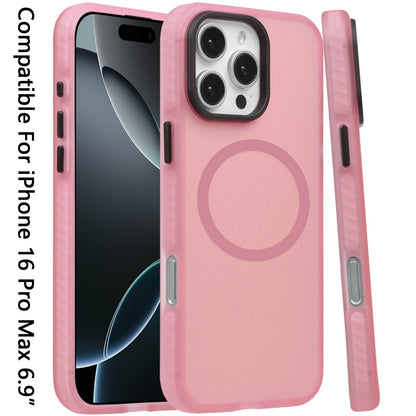 For Apple iPhone 16 Pro Max (6.9") Matte Skin Hybrid TPU with Magnetic Circle MagSafe Compatible, Military Grade Shockproof Slim Fit Case Cover