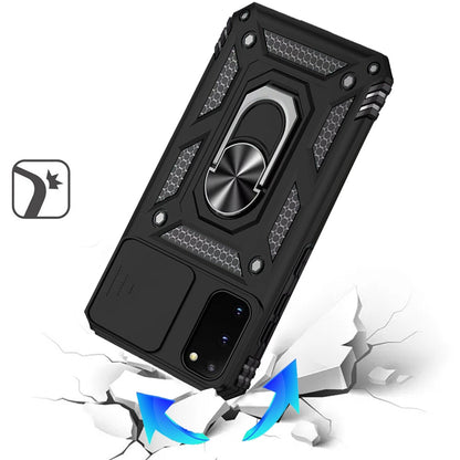 For Samsung Galaxy S20 5G Hybrid Ring Shockproof with 360° Rotate Ring Kickstand, Camera Lens Protection, Soft Edge Bumper Case Cover