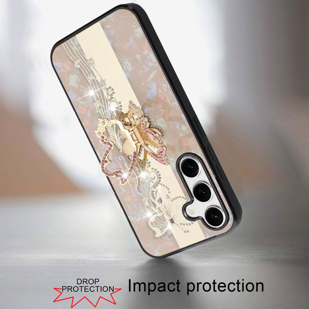 For Samsung Galaxy A37 Diamonds 3D Butterfly Bling Sparkly Glitter Ornaments Engraving Hybrid with Stand Fashion Case Cover