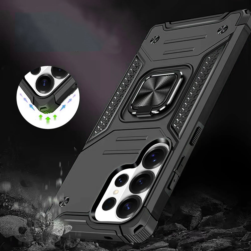 For Samsung Galaxy S26 Ultra Armor Hybrid Magnetic Stand with Ring Holder Kickstand Shockproof Heavy-Duty Durable Rugged TPU Dual Layer Case Cover