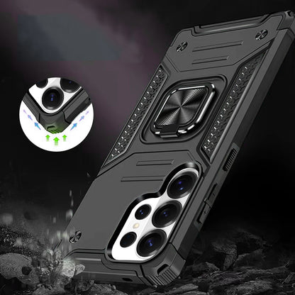 For Samsung Galaxy S26 Ultra Armor Hybrid Magnetic Stand with Ring Holder Kickstand Shockproof Heavy-Duty Durable Rugged TPU Dual Layer Case Cover