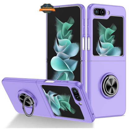 For Samsung Galaxy Z Flip 7 Matte Silicone TPU Rubber Magnetic with 360° Ring Stand Grip Shockproof Slim Hybrid Case Cover