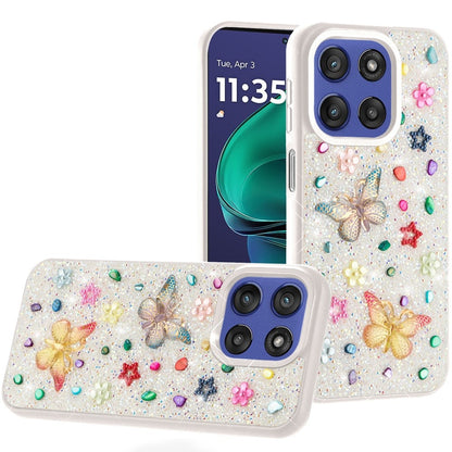 For Motorola Moto G Stylus 5G 2025 Diamond Butterfly 3D Glitter Bling Design, Slim Hybrid Sparkle Protective Cover TPU for Women Girls Case Cover