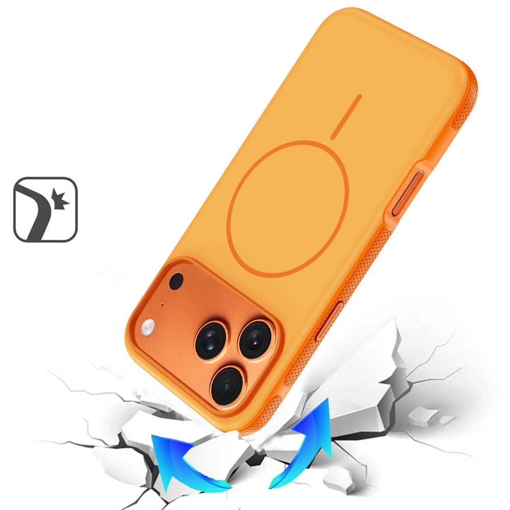 For Apple iPhone 17 Pro (6.3") Super Magnetic Premium Edged Core Matte Thick Hybrid Drop Protection Shockproof Design Case Cover Cosmic Orange