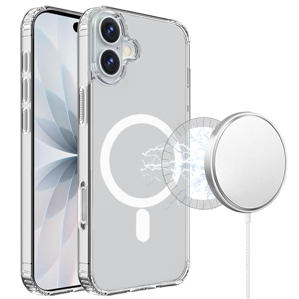 For Apple iPhone 17 Classic Hybrid True Transparent Magnetic Circle - Shockproof Hybrid Clear Bumper, Compatible with MagSafe Case Cover Cosmic Orange