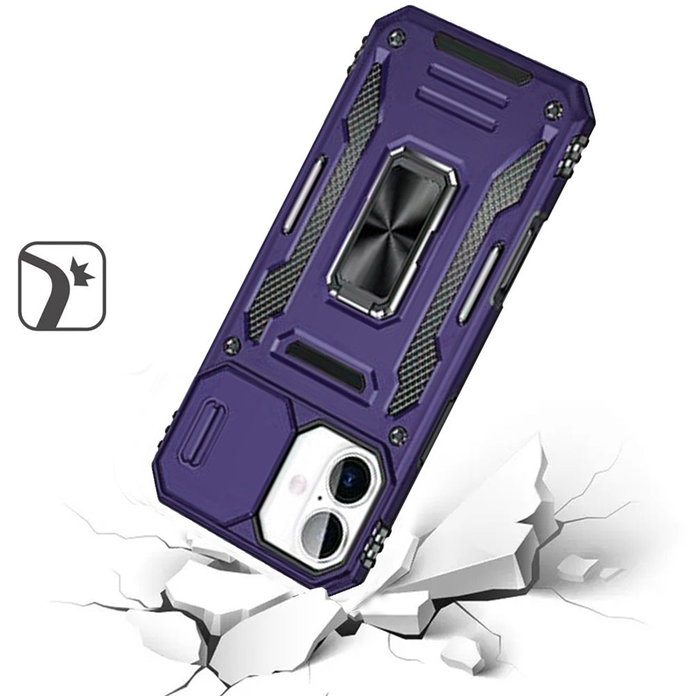 For Samsung Galaxy A37 Tough Hybrid Case with Movable Camera Window & Metal Ring Stand Shockproof Case Cover