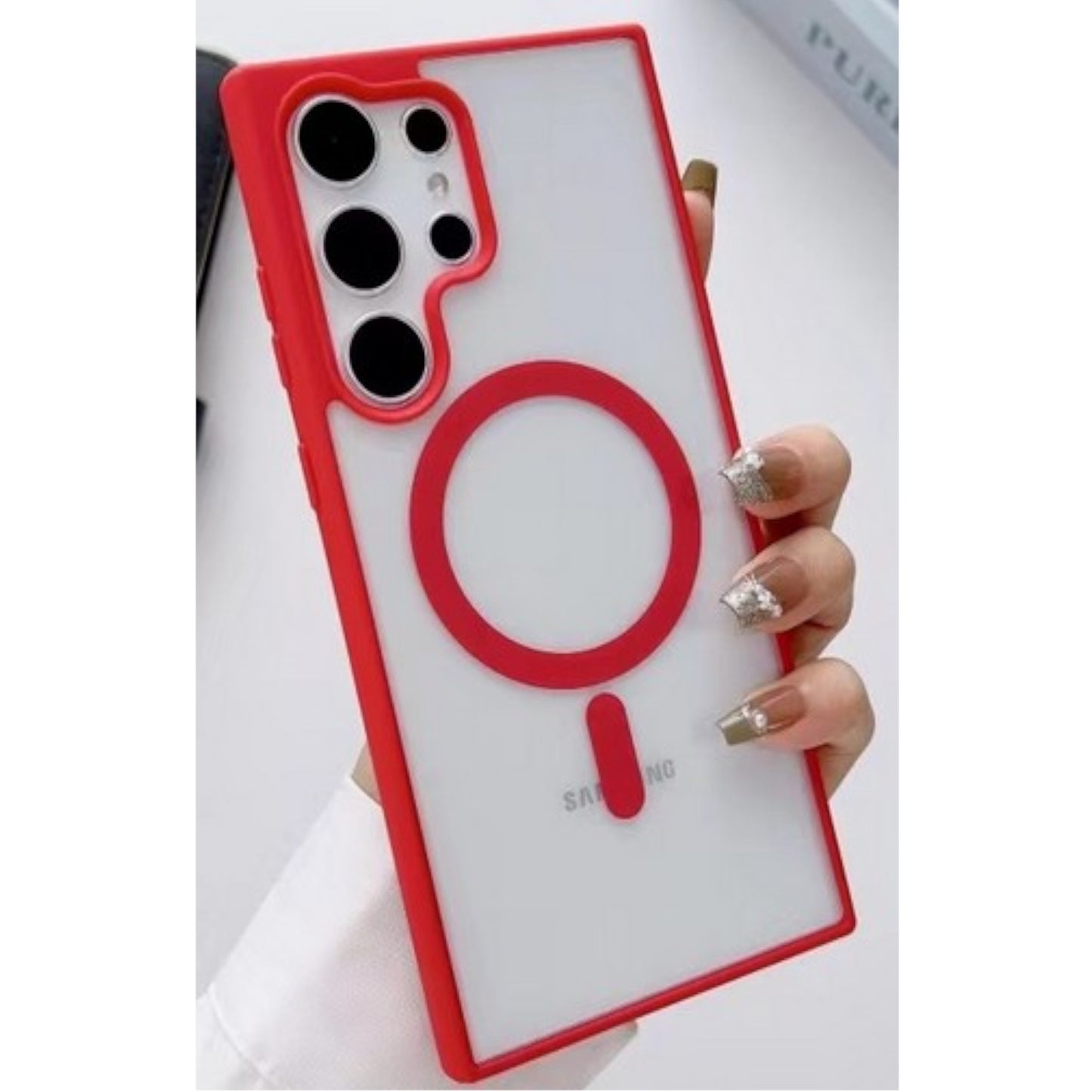 For Samsung Galaxy S25 Ultra Hybrid Clear Transparent with Color Edge Bumper, MagSafe Compatible Ultra Slim Hard PC Case Cover