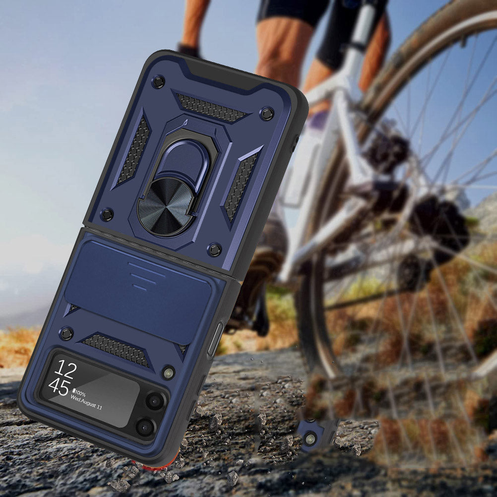 For Samsung Galaxy Z Flip 7 FE / Z Flip 6 Magnetic Ring Stand with Camera Protection Shock Resistant Hybrid Durable Grip Kickstand Function Case Cover