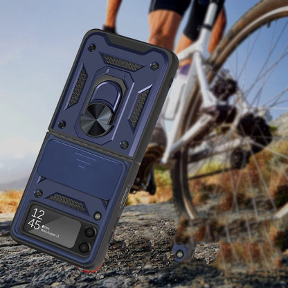For Samsung Galaxy Z Flip 7 FE / Z Flip 6 Magnetic Ring Stand with Camera Protection Shock Resistant Hybrid Durable Grip Kickstand Function Case Cover