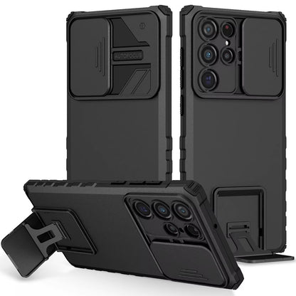For Samsung Galaxy S21+ / S21 Plus Hybrid Hard PC & TPU Rubber Shockproof with Kickstand & Covered Camera Protection Case Cover Black