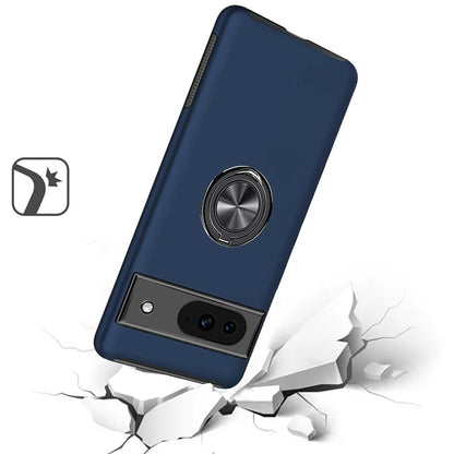 For Google Pixel 8A Hybrid 360 Degree Rotatable Metal Invisible Ring Stand Holder Fit Magnetic Car Mount Shockproof Case Cover