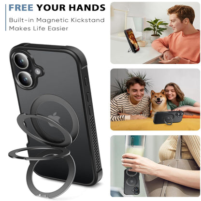 For Apple iPhone 16 Pro Max (6.9") Ring Holder Case, Military-Grade Shockproof Protective Cover with Magnetic Kickstand [Compatible with Magsafe] Case Cover