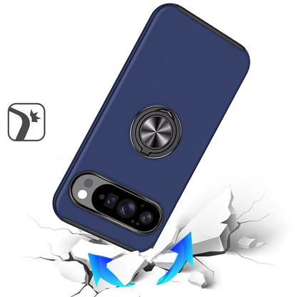 For Google Pixel 10 Pro XL Hybrid 360 Degree Rotatable Metal Invisible Ring Stand Holder Slim Fit Magnetic Car Mount Shockproof Case Cover