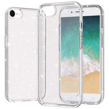For Apple iPhone 17E /16E Transparent Glitter Shiny Sparkle Bling TPU Rubber Hard Back Hybrid Frame Shockproof Case Cover