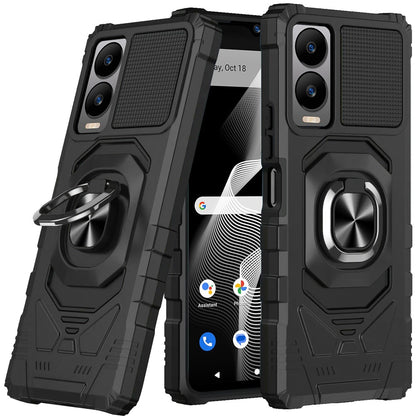 For Cricket Debut S3 Hybrid Dual Layer with 360° Rotate Magnetic Ring Stand Holder Kickstand TPU Rugged PC Shockproof Case Cover