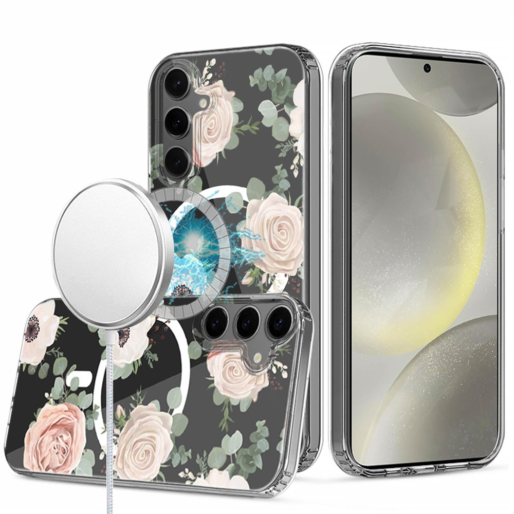 Hybrid Flower Design Stylish Fashion Case, MagSafe Compatible, Thick Shockproof Hard PC