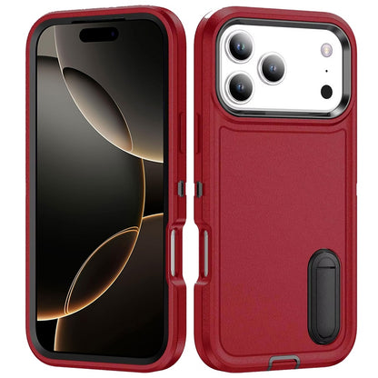 For Apple iPhone 17 Pro Max Hybrid 3 Layers Hard 3in1 Shockproof with Kickstand Heavy Duty Hard TPU Rubber Anti-Drop Case Cover
