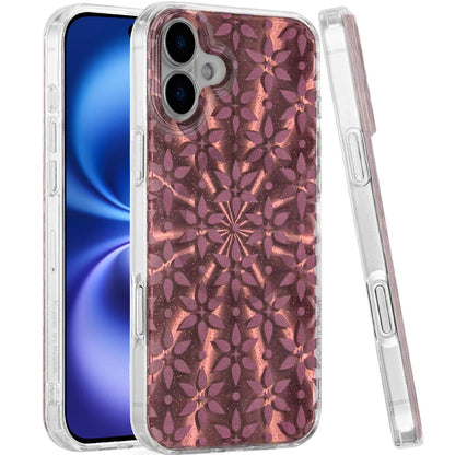 For Apple iPhone 17 Pro Stylish Pattern Fashion IMD Printed Design TPU Double Layer Slim Shockproof with Magnetic Back Case Cover Flowers Mandala Brown
