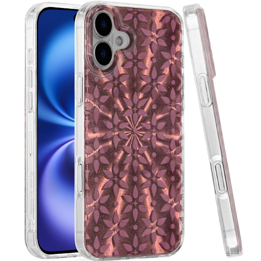 For Apple iPhone 17 AIR Stylish Pattern Fashion IMD Printed Design TPU Double Layer Slim Shockproof with Magnetic Back Case Cover Flowers Mandala Brown