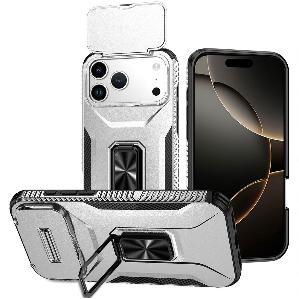 For Apple iPhone 17 Pro Max (6.9") Case, Camera Cover with Magnetic Rotation Ring Stand, Military Grade Hybrid Hard TPU Shockproof Case Cover