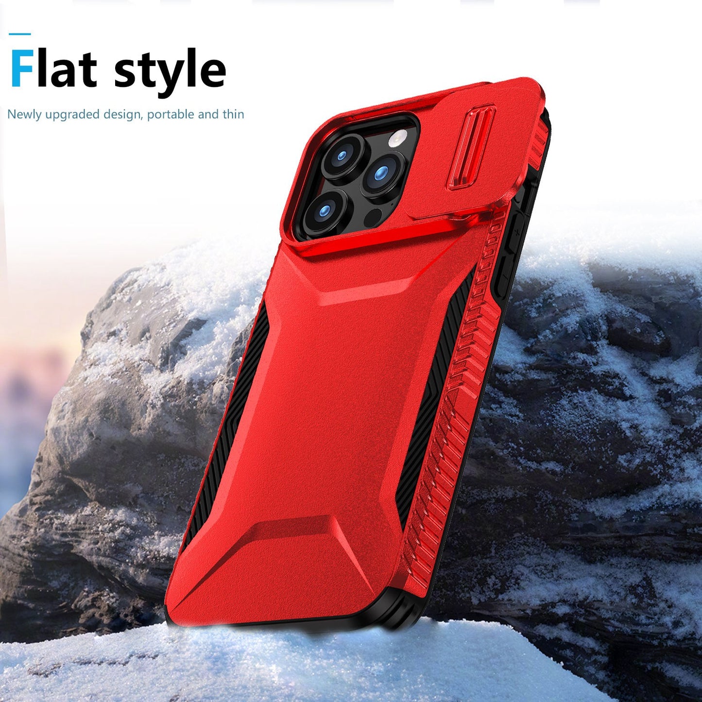 For Samsung Galaxy S23 Ultra Slim Fit Shockproof Hybrid with Slide Camera Window Covering, Rugged Tpu Silicone Hard PC Bumper Case Cover Red