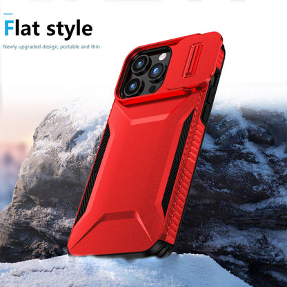 For Samsung Galaxy S23 Ultra Slim Fit Shockproof Hybrid with Slide Camera Window Covering, Rugged Tpu Silicone Hard PC Bumper Case Cover Red