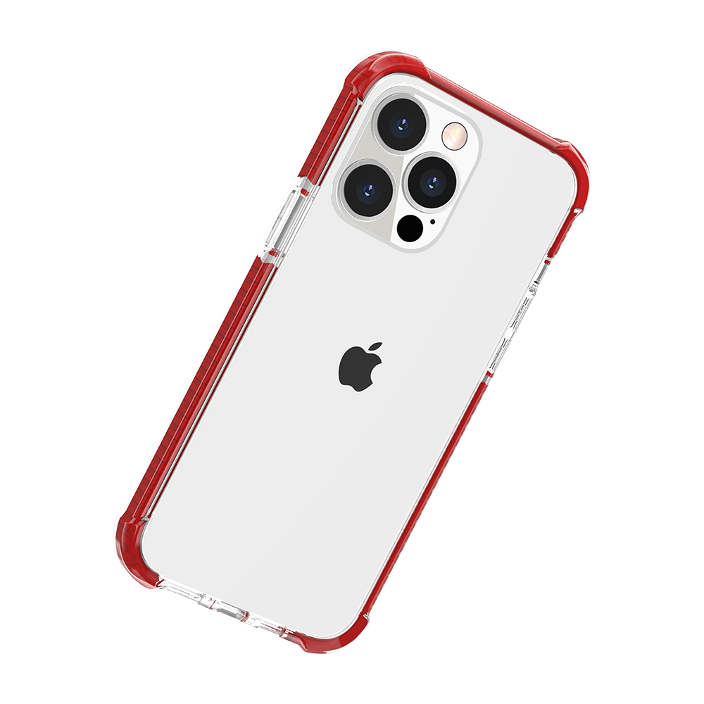 Phone Case for iPhone 14 Pro Max (6.7") Transparent Acrylic Shockproof Rugged Hybrid Heavy Duty Color Frame Raised Bezel Clear Durable Grip Cover Red