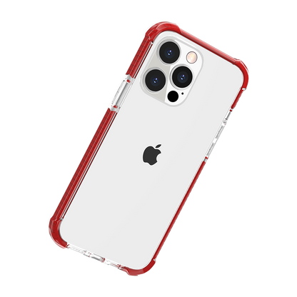 Phone Case for iPhone 14 Pro Max (6.7") Transparent Acrylic Shockproof Rugged Hybrid Heavy Duty Color Frame Raised Bezel Clear Durable Grip Cover Red