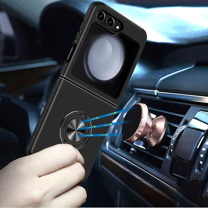 For Samsung Galaxy Z Flip 7 FE / Z Flip 6 Hybrid 360 Degree Rotatable Metal Invisible Ring Stand Holder Slim Fit Magnetic Car Mount Shockproof Case Cover Blue