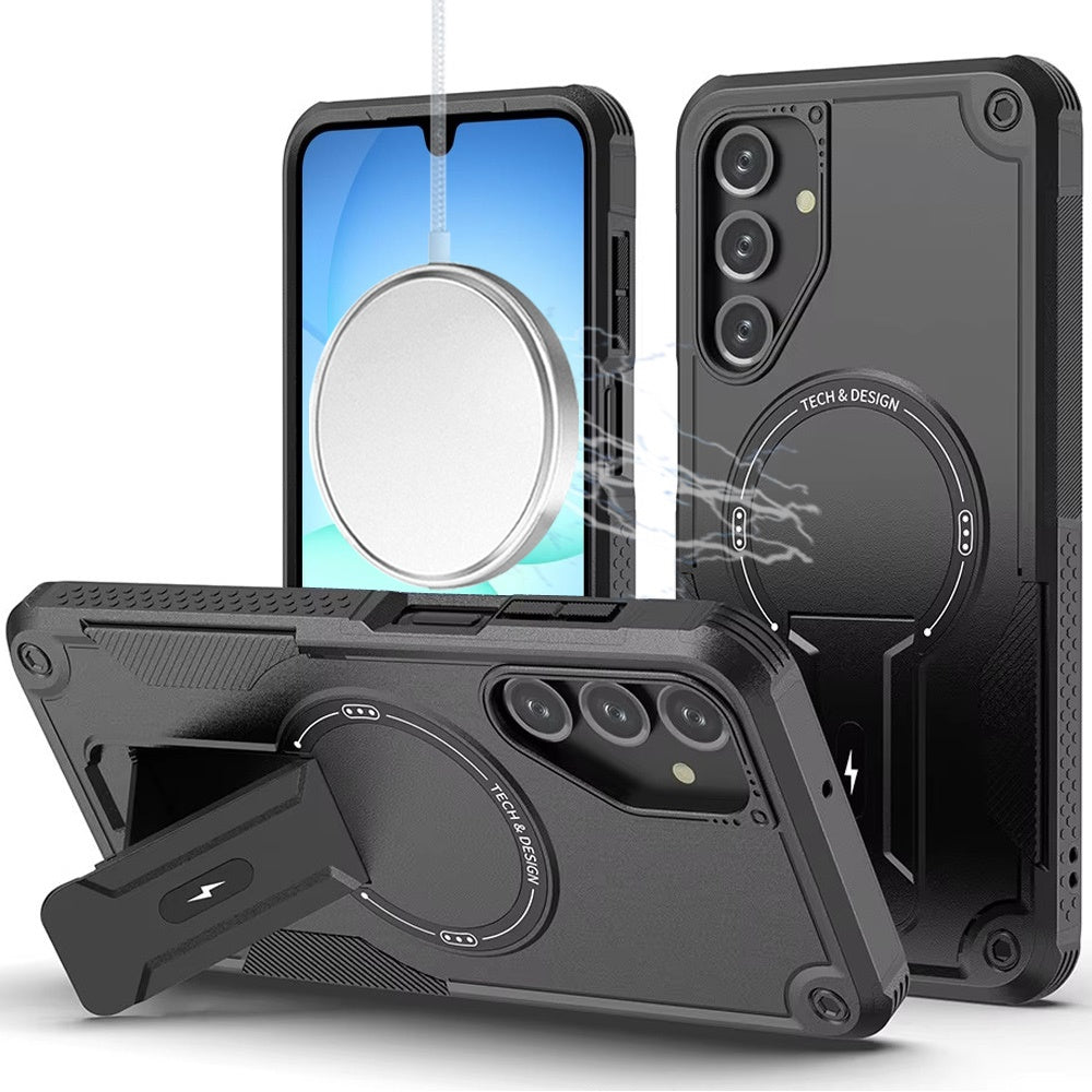 For Samsung Galaxy S25 FE /S25 Fan Edition Magnetic Invisible Kickstand Holder with Magsafe, Slim Fit Shockproof Hybrid Military Grade Heavy Duty Case Cover Midnight Green