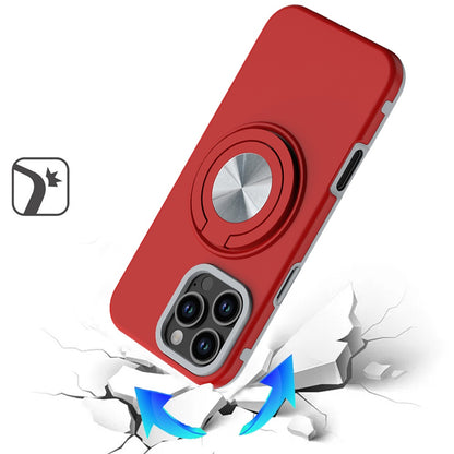 For Samsung Galaxy S25 Fan Edition /Galaxy S25 FE Metal Matte Hybrid with Invisible Rotational Ring Stand, Car Mount Friendly, Military Grade Slim Fit Sturdy Case Cover Red