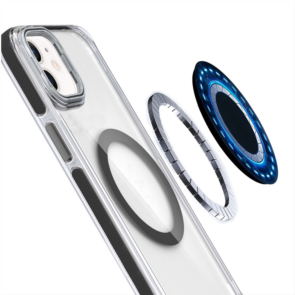 For Apple iPhone 16 (6.1") Hybrid Clear Back Invisible Camera Bracket Stand [With Magsafe Magnetic Circle] Shockproof Color Frame Case Cover