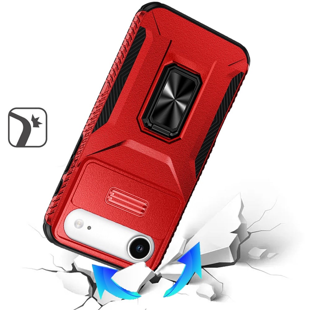 For Apple iPhone 17 Air (6.6") Case, Camera Cover with Magnetic Rotation Ring Stand, Military Grade Hybrid Hard TPU Shockproof Case Cover