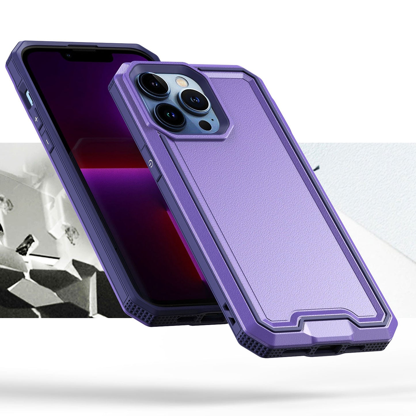 For Samsung Galaxy A16 5G Tough Modern Fused Hybrid Armor Hard PC + TPU Rubber Shockproof Drop Impact Protection Case Cover Purple