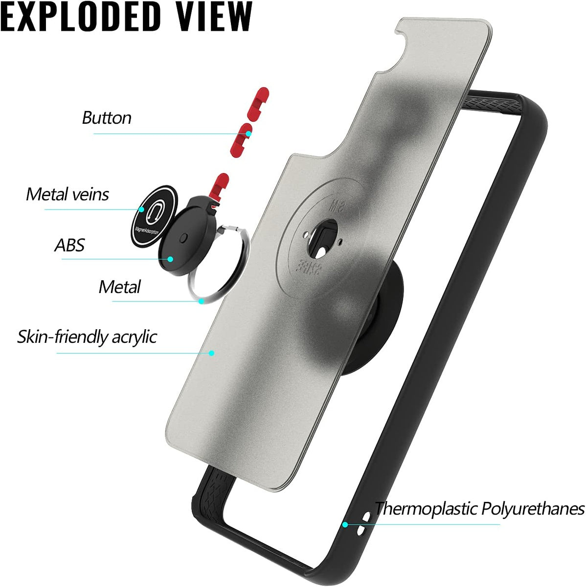 For Samsung Galaxy A37 5G Translucent Matte Back Hybrid with Rotatable Metal Ring Holder Kickstand Shockproof TPU (Fit Car Mount) Case Cover