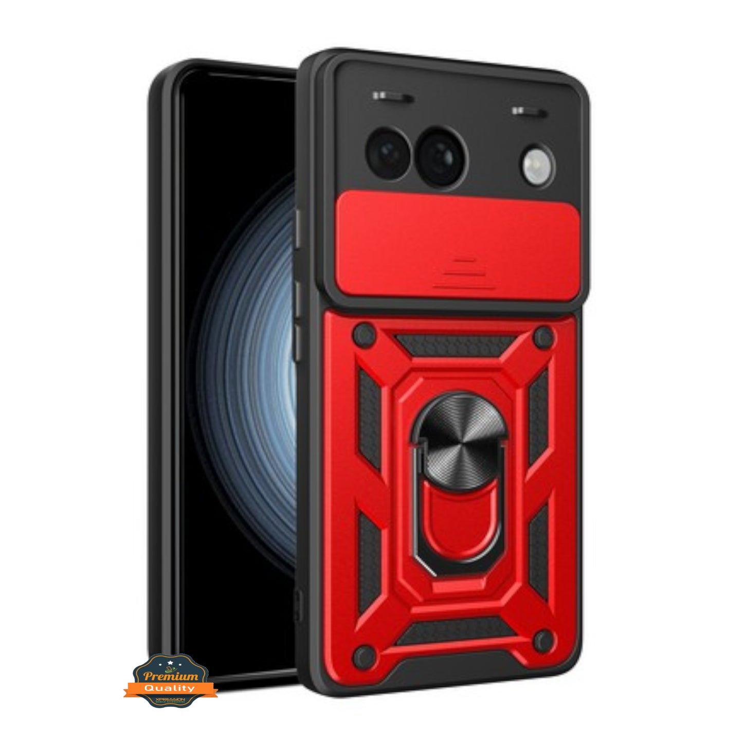 For Google Pixel 10A Hybrid Shockproof, Built-in Sliding Camera Lens Protection with Magnetic Finger Ring Stand Holder Case Cover