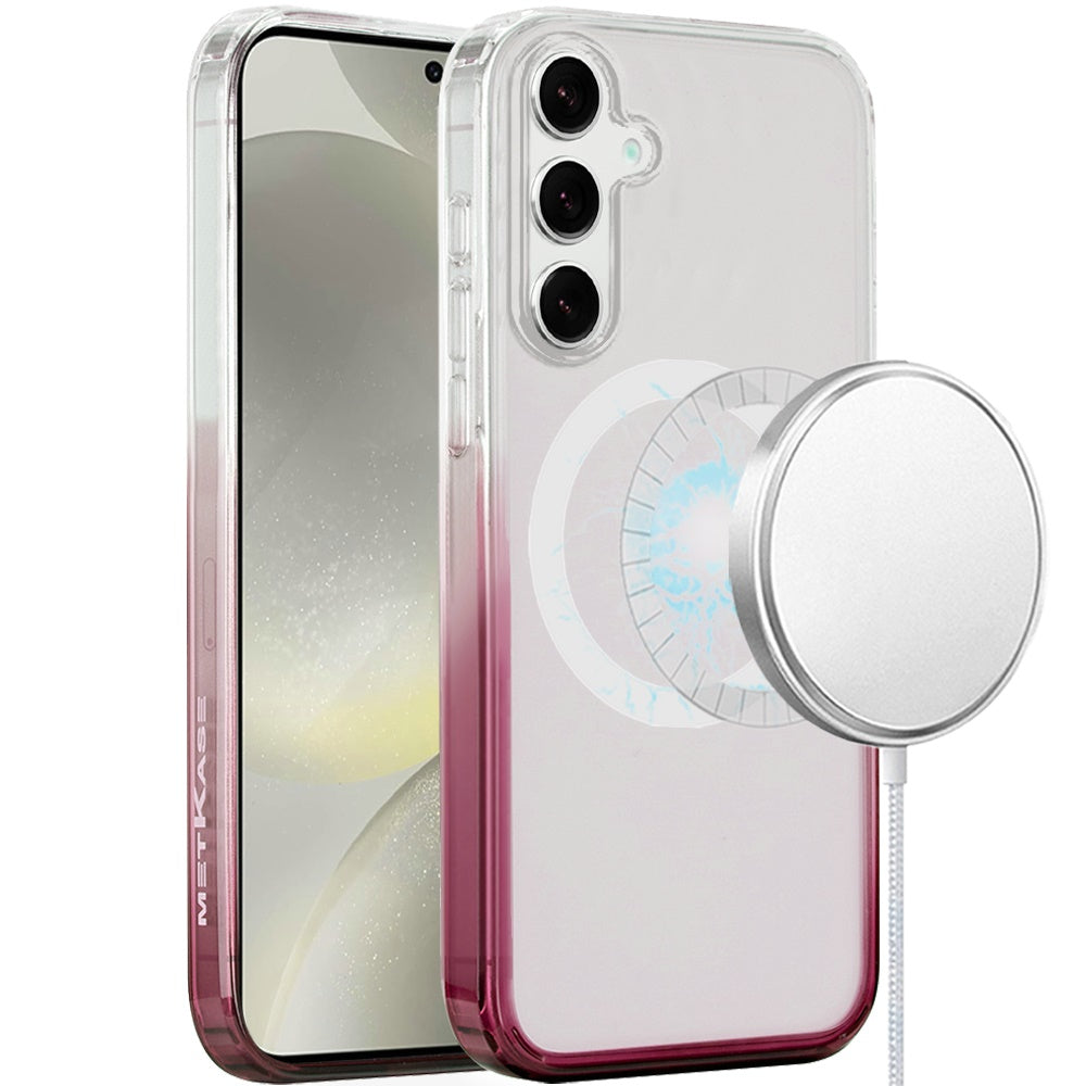 For Samsung Galaxy S25 /S24 Transparent Two Tone Gradiant Magnetic Space [Compatible with Magsafe] Hybrid Shockproof Protective Case Cover Two Tone Blue