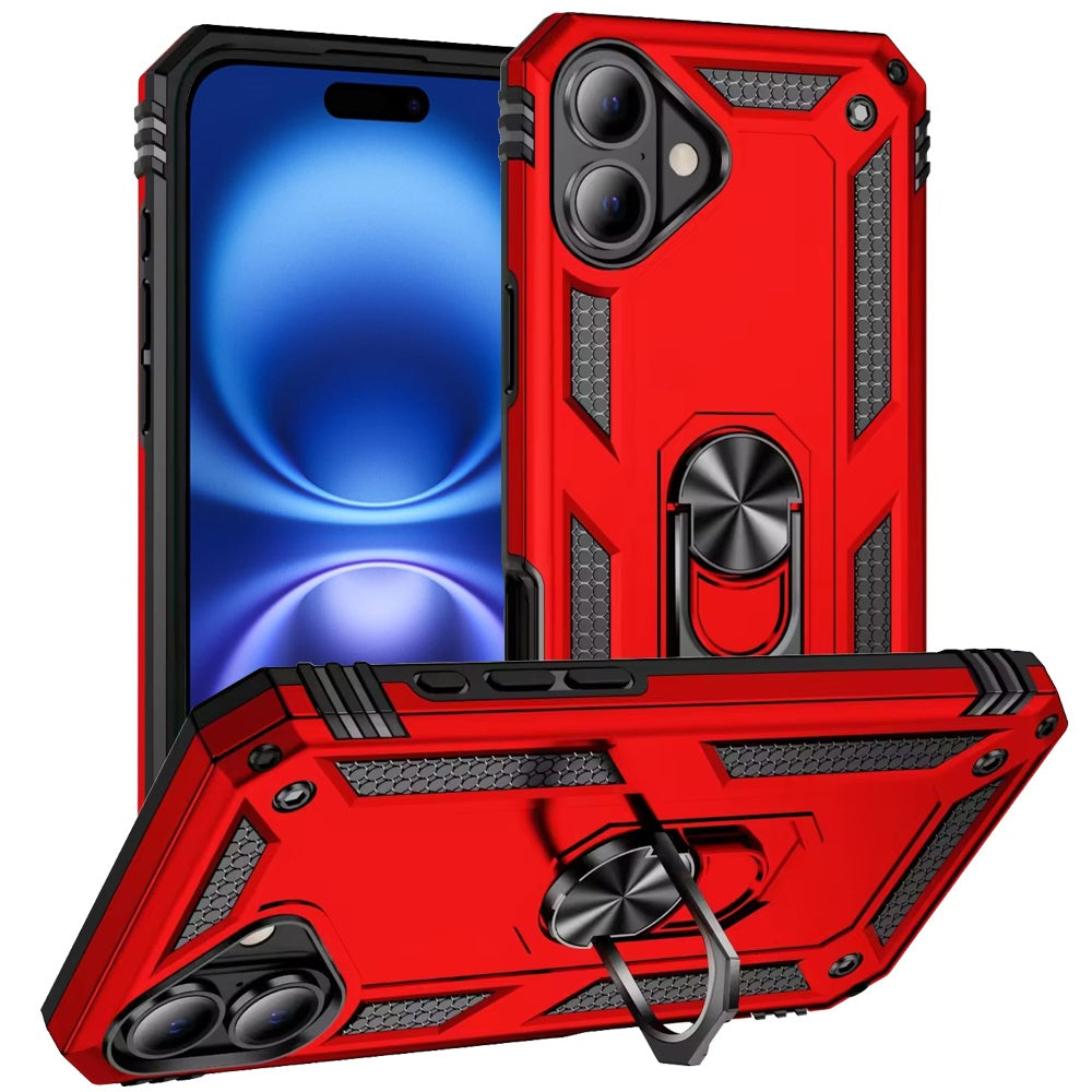 For Apple iPhone 17 (6.3") Hybrid Shockproof Durable 360 Degree Rotatable Ring Stand Holder Kickstand Fit Magnetic Car Mount Case Cover