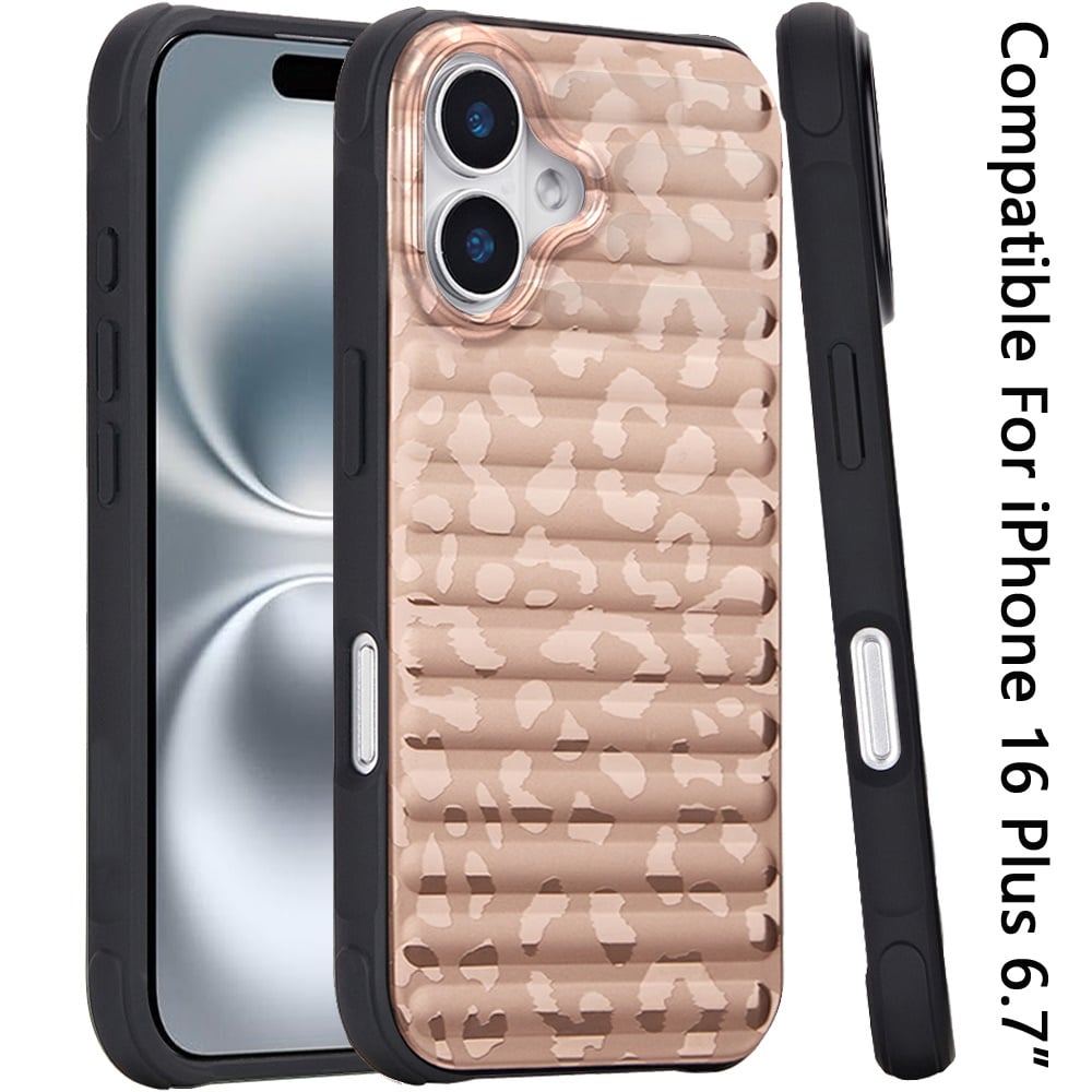 For Apple iPhone 16 Plus Chrome Leopard Magnetic Hybrid Shockproof Protection Rose Gold Design Anti Scratch Secure Grip Stylish Durable Finish Case Cover Solid Black