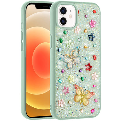 For Apple iPhone 16 Plus (6.7") Diamond Butterfly 3D Glitter Bling Design, Slim Hybrid Sparkle Protective Cover TPU for Women Girls Case Cover