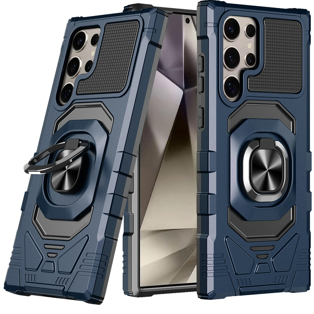 For Samsung Galaxy S25 Ultra Hybrid Dual Layer with 360° Rotate Magnetic Ring Stand Holder Kickstand TPU Rugged PC Shockproof Case Cover