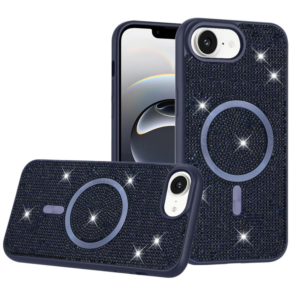 For Apple iPhone 16e Sparkly Diamond Bling Case Rhinestone Skin Hybrid with Magnetic Circle, MagSafe Compatible Case Cover