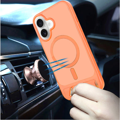 For Apple iPhone 17 (6.3") Matte Magnetic Circle Back TPU Hybrid Drop Protection with Metal Kickstand Shockproof Design Case Cover Hotpink