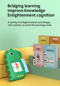 Early Education Flash Card Machine with English Audio Book, Talking Dinosaur Learning Toy for Kids with 224 Sight Words