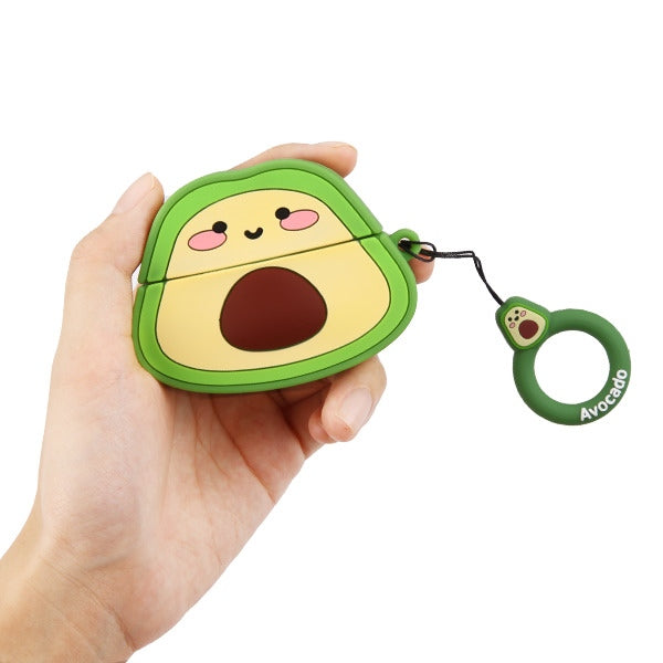 For Airpods Pro 3 Hybrid Cute 3D Fun Design Silicone Skin Cartoon Animal with Keychain Buckle Holder Rubber TPU Soft Case Cover Avocado