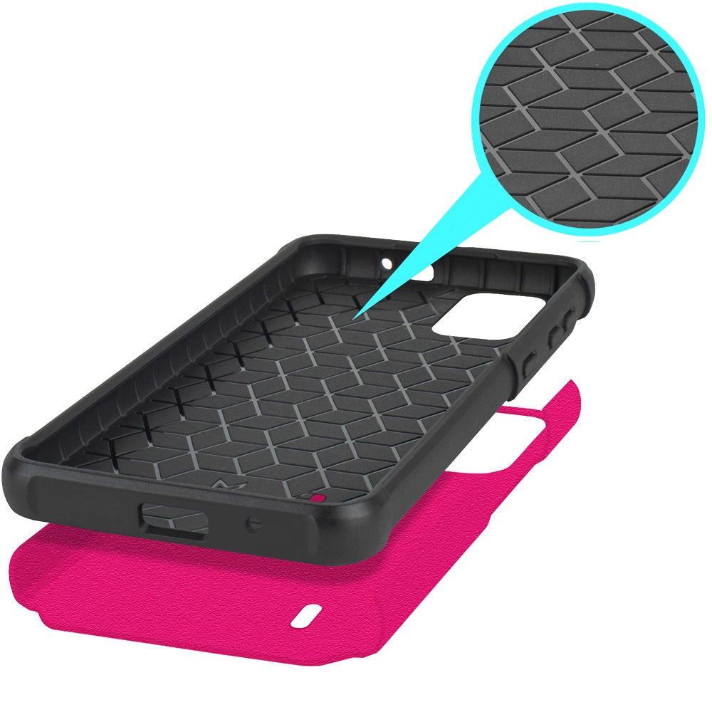 For Cricket Magic 2 5G (2024, 2nd Version) Tough Shock Absorption Hybrid Dual Layer Hard PC Rubberized TPU Rubber + Screen Protector Case Cover