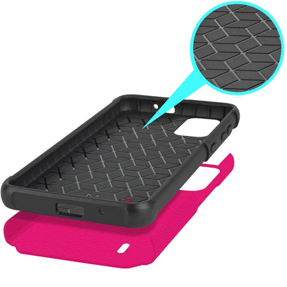 For Cricket Outlast 5G (2024) Tough Shock Absorption Hybrid Dual Layer Hard PC TPU Rubber with Screen Protector Tempered Glass Case Cover