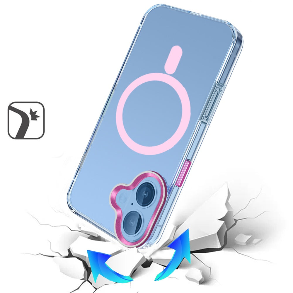 For Apple iPhone 17 Clear Transparent Case Matching Circle Design, Hybrid TPU Hard Shell, Support Magsafe Charger Case Cover