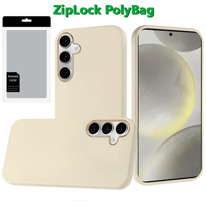 For Samsung Galaxy S25 /S24 Slim Classic Hybrid Around Rubber Gummy Gel Slick Hard PC Silicone TPU Chromed Button Case Cover Red
